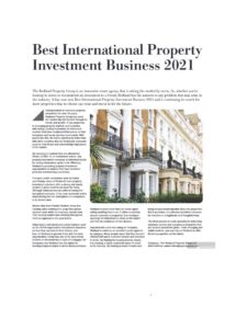 The Redland Property Group Named Best International Property Investment Business 2021!!!